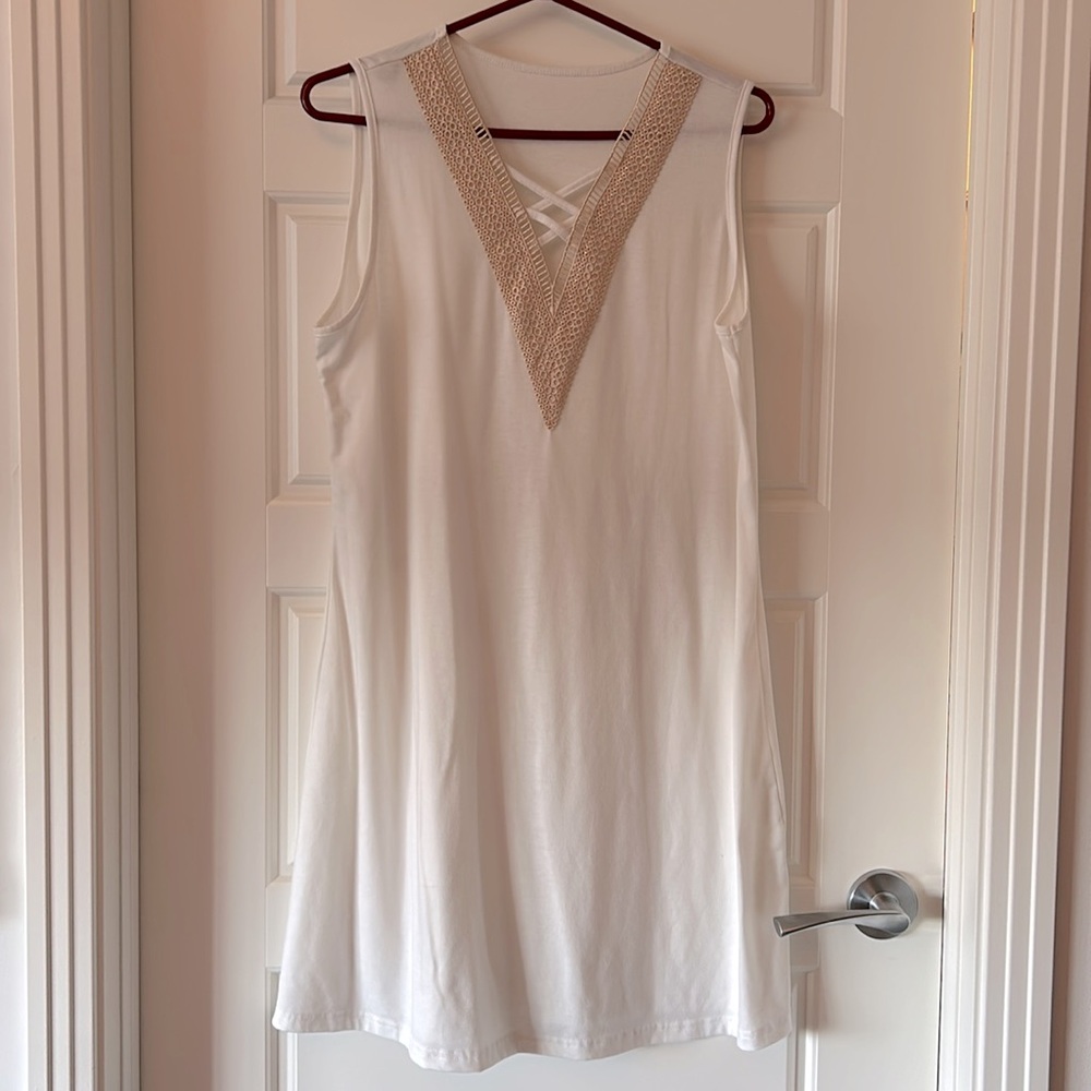 Cupshe white bathing suit cover up with embroidered details